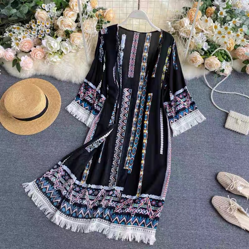 Summer beach vibes fringe kimono KM101 image